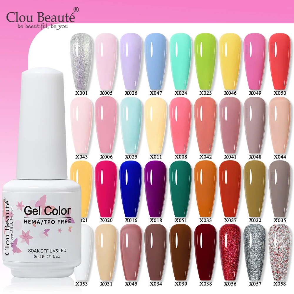 

Clou Beaute 8ml HEMA TPO FREE Nail Gel Polish Glitter Gorgeous Full Coverage UV LED Semi Permanent Gel Varnish Winter Nails