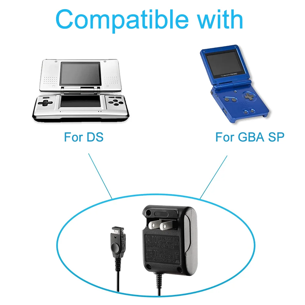 الاتحاد الأوروبي الولايات المتحدة التوصيل محول شاحن التيار المتردد لنينتندو DS NDS GBA SP Gameboy Advance SP كابل شحن إمدادات الطاقة لملحقات نينتندو