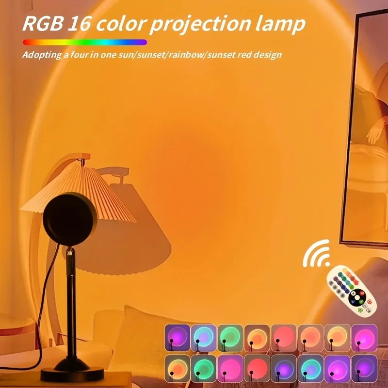 

LED Sunset Projection Lamp Night Ligh16-Color Spectrum USB for Bedroom Living Room Photography Wall Decor Birthday Party