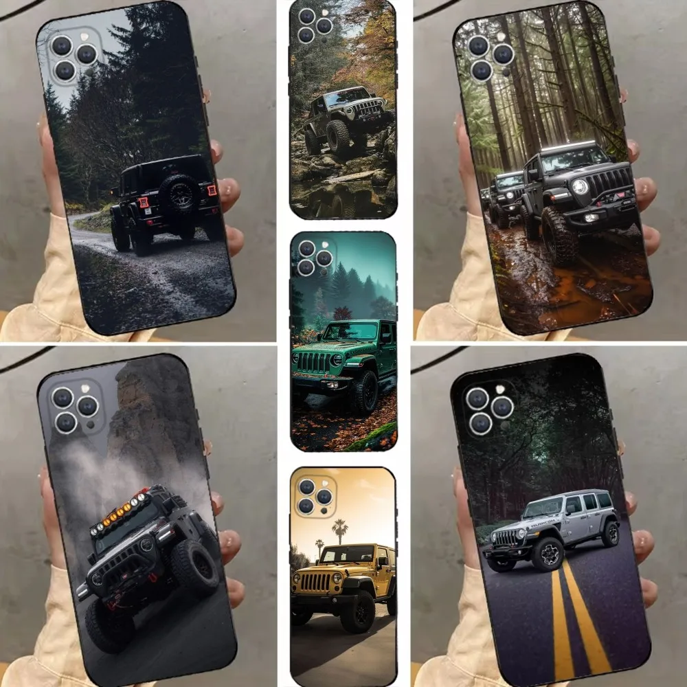 J-Jeeps off-road SUV  Phone Case For iPhone 15,14,13,12,11,Plus,Pro Max,XS,X,XR,SE,Mini,8,7 Soft Silicone Black Cover 