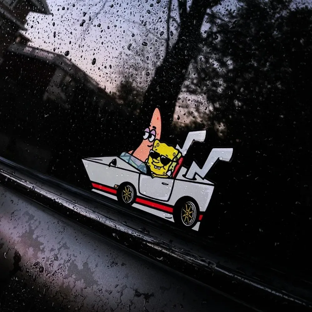SpongeBob Waterproof Stickers Cute Car Scratch Cover Sticker Anime Funny Stickers Car Window Decoration Stickers Accessories - view 4