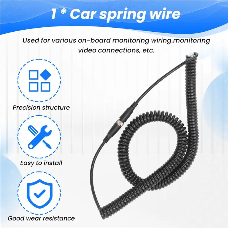 A02Q-Car Video Aviation Spring Line 4-Pin Extension Cable For Rear View Camera Truck Trailer