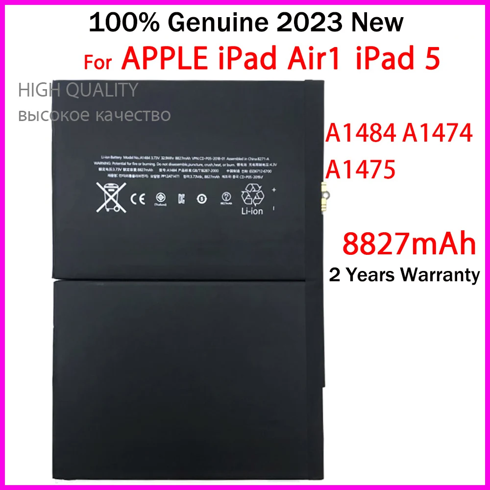 

100% Real New 8827mAh A1484 Tablet Battery For Apple iPad 5 Air 1 iPad5 Air1 A1474 1475 Tablet High Quality Batteries