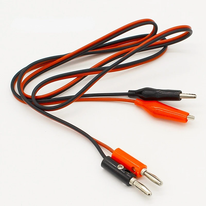 4mm Injection Banana Plug To Shrouded Copper Electrical Clamp Alligator Clip Test Cable Leads 1M For Testing Probe