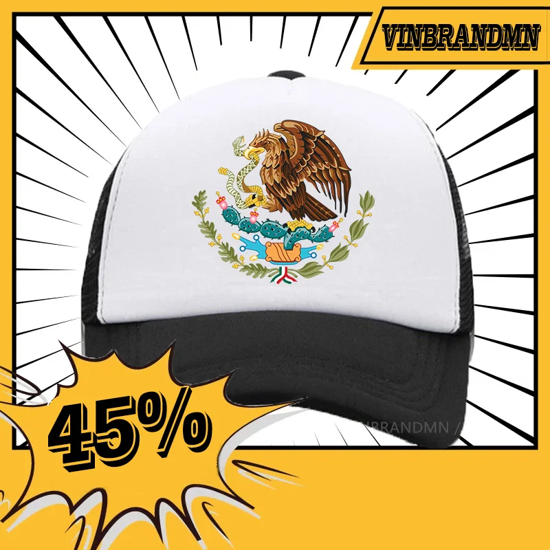 

New Coat Of Arms Of Mexico Baseball Caps Mexican Flag Art Trucker Caps Summer Custom Caps Mesh Unisex Dad Hat Outdoor