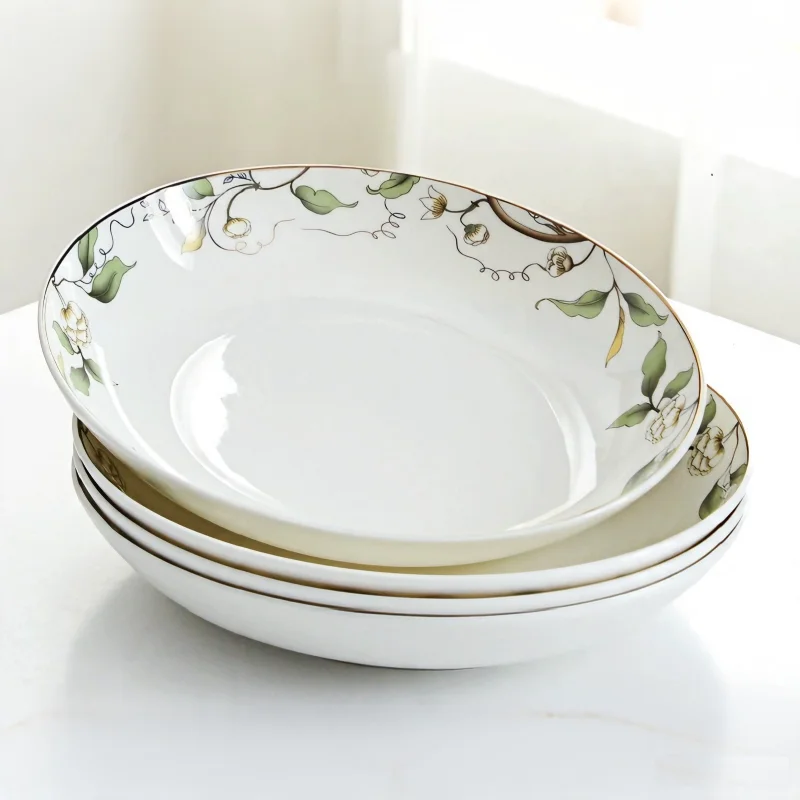 6pcs/lot, real bone china plates dinner sets, bowl set, porcelain  ceramic tableware, Chianese dinner sets with spoon, service
