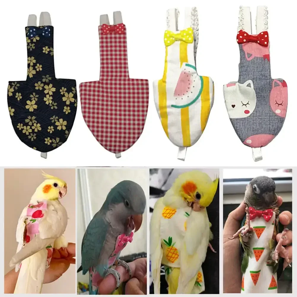 Japanese Style Sakura Birds Flight Suit with Bow Tie Parrot Diaper Flight Suit Diaper Clothes Parakeet Pigeon Medium Pet Bird