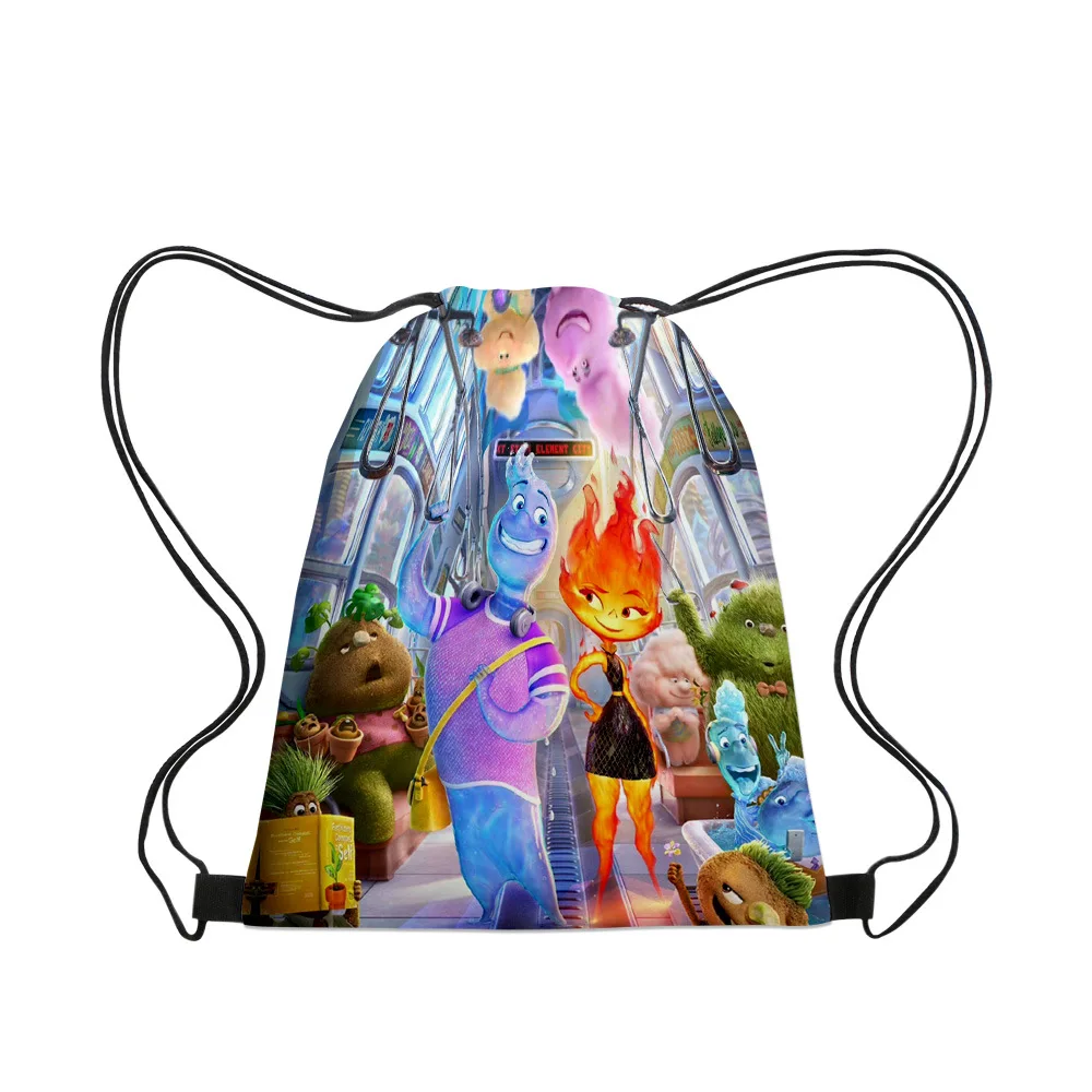 MINISO Disney 3D New Elemental Drawstring Pocket Portable Outdoor Student Drawstring Bag  Beautiful Fashion Accessories