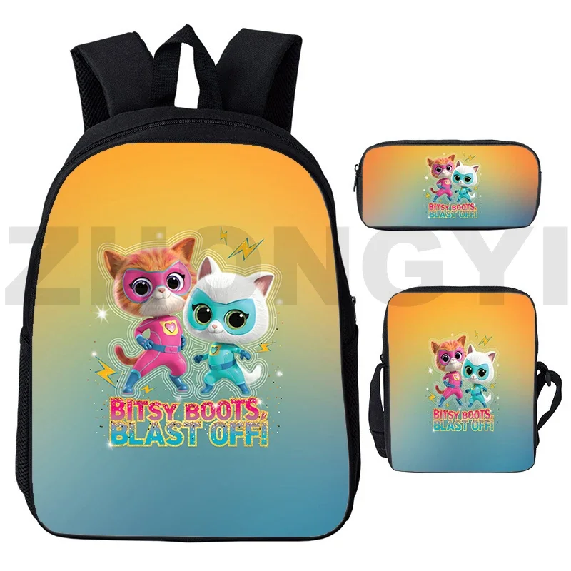 SuperKitties Cute Backpack for Boys, Travel Leisure Bag, 3D Anime Crossbody Bags, mochila escolar, lona, novo, 3 em 1