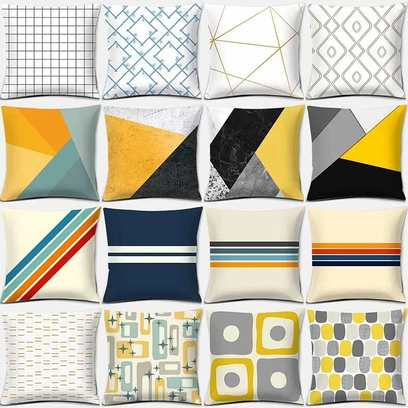 Fresh and modern geometric printing square pillowcase home decoration car sofa cushion cover