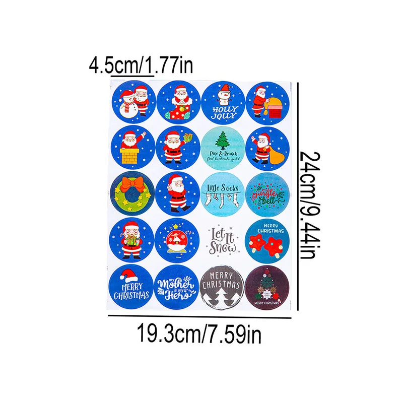 Christmas Round Label Stickers, Set Of 4 Sheets, 80 Pcs Self-adhesive, Diy Craft Decoration, For Christmas Gift Box Decor
