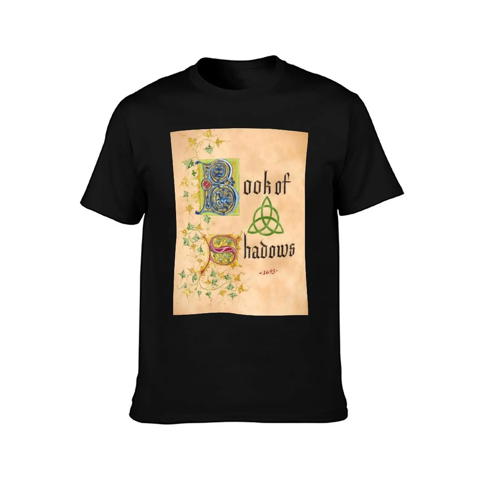 Book of Shadows Page T-Shirt, Summer Casual Cotton Tee, Oversized Streetwear Tops, Vintage Graphic Print, Loose Fit Short Sleeve