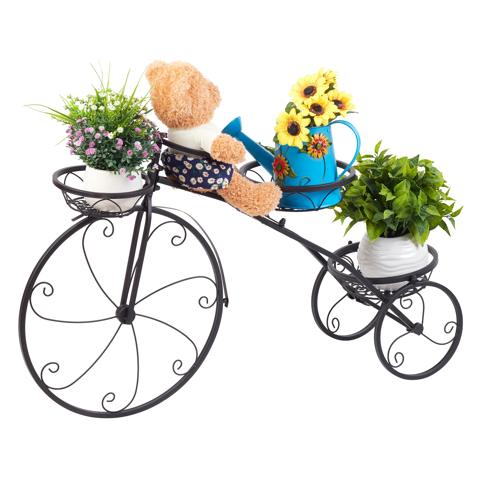 Indoor Outdoor 3 Tiers Iron Garden Flower Stand Bicycle Shape Plant Rack Shelf