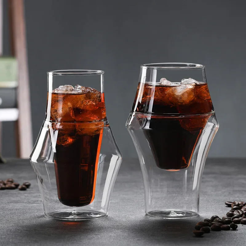 Double Wall Glass Transparent Glass Cups for Coffee Mug Cup for Tea Bottom Parie Cold Walls Coffe Drinkware Kitchen Dining Bar