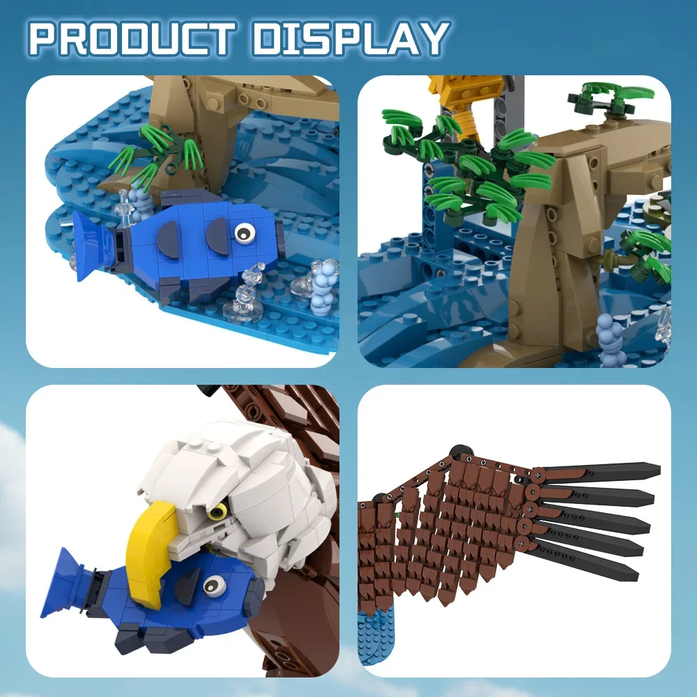 

Gobricks MOC Bald eagle Building Blocks Model US National Treasure Bald eagle Creative Animal Bricks Assembly Toys Kids Gifts