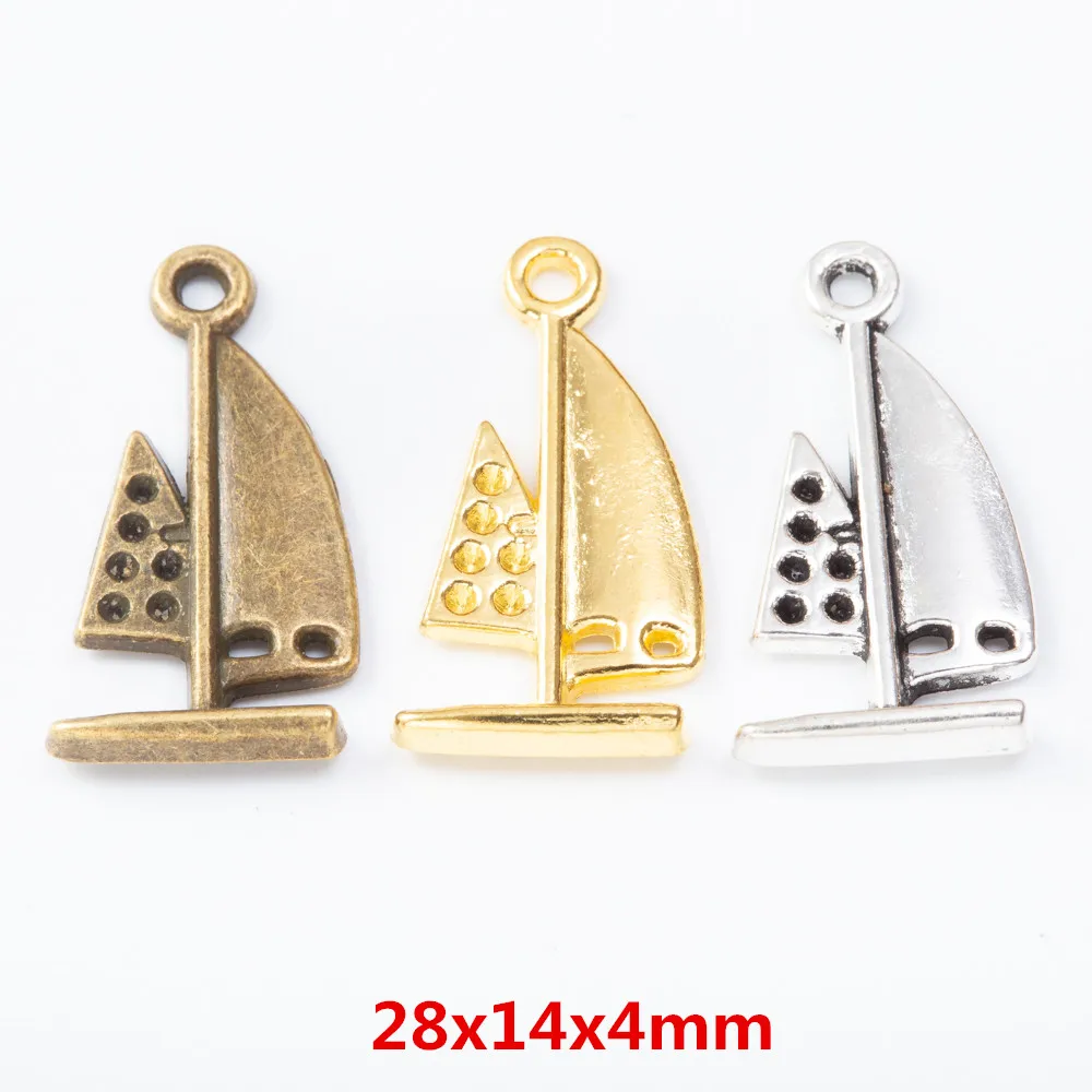 30pieces (Sailboat) vintage zinc alloy charm metal pendant DIY jewelry discovery making accessories 3452