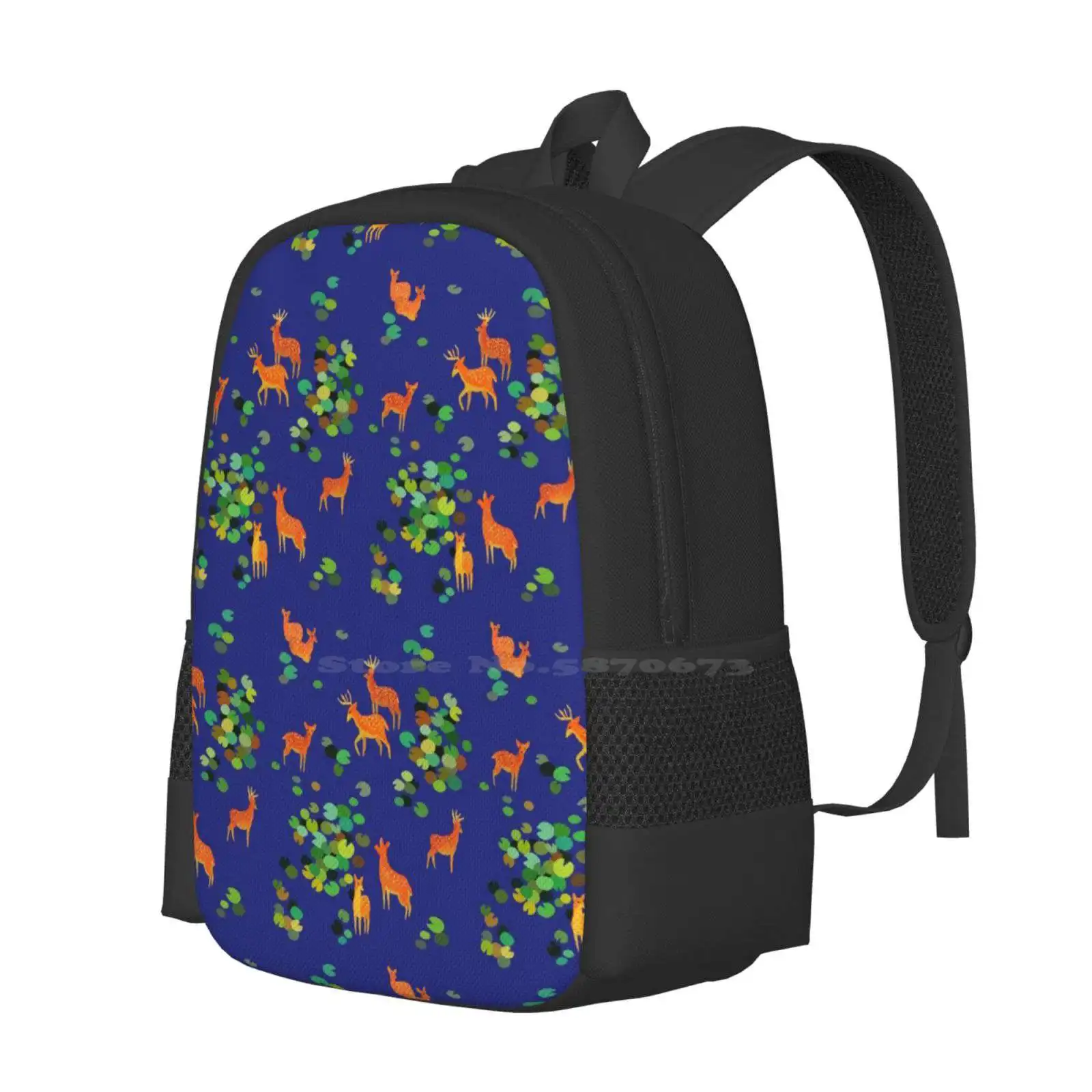 Forest Spirits Hot Sale Schoolbag Backpack Fashion Bags Deer Lilypads Botanical Water