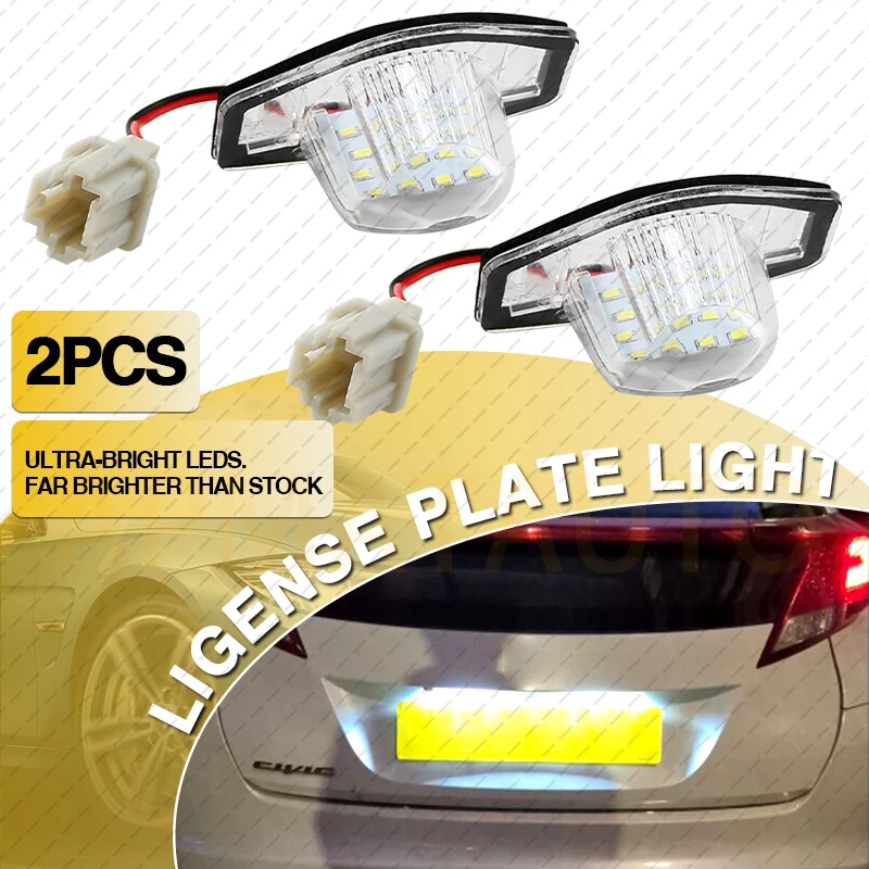 

Error Free LED Car Number License Plate for Honda Crv Fit Jazz Crosstour Odyssey Stream Freed Logo Insight HRV FRV Accessories