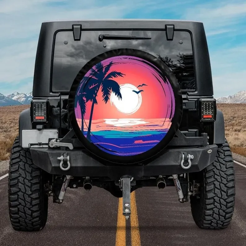 Spare Tire Cover, Summer Sunset, Tire Cover, Car accessories, girl, Accessories, Summer Vibe