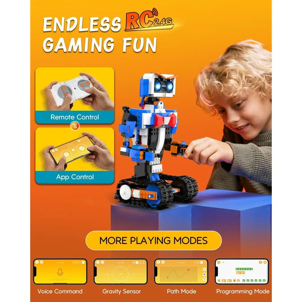 STEM Robot Kits for Kids 8-12: Coding, Building & Remote Control Educational Toys for Boys & Girls