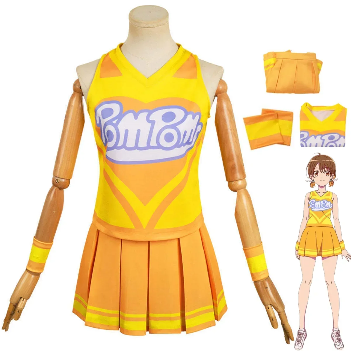 20240 New Anime Anna Aveiro Na-Nare Cosplay Costume Hana-Nare Cheerleading Team Yellow Skirt Woman Sexy Kawaii Campus Suit