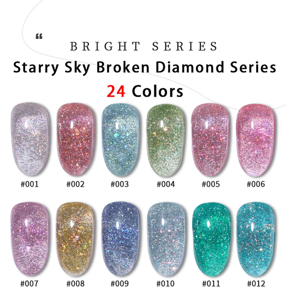 Vendeeni 24 Farben/Set Sternenhimmel Glitzer Gel Nagellack Semi-Permanent Reflektierender UV-Gel-Lack mit Display – Detail 13