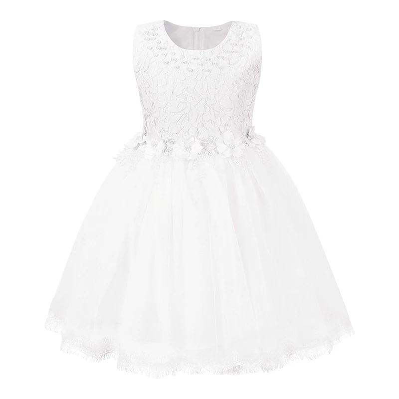 Abiti eleganti per bambini Abito da sposa senza maniche per ragazza di fiori Costume battesimale per ragazze Festa di compleanno Abito da principessa Estate