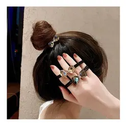 New Hair Ties For Women Luxury  Sweet Cute Accessories Ponytail Elastic Rubber Bands Crystal Jewelry Decoration