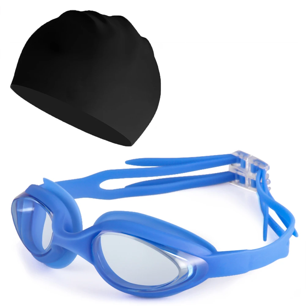 

Swimming Goggles Cap Adult HD Anti-fog Swimming Goggles Set Waterproof Silicone Swim Glasses Anti-UV Swim Eyewear