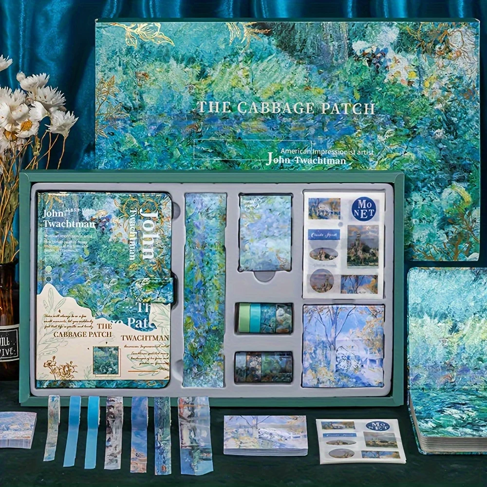 

kawaii Aesthetic Scrapbook Kit A6 Grid Notebook Scrapbook Tape - Youth Art and Handicraft Materials Pack