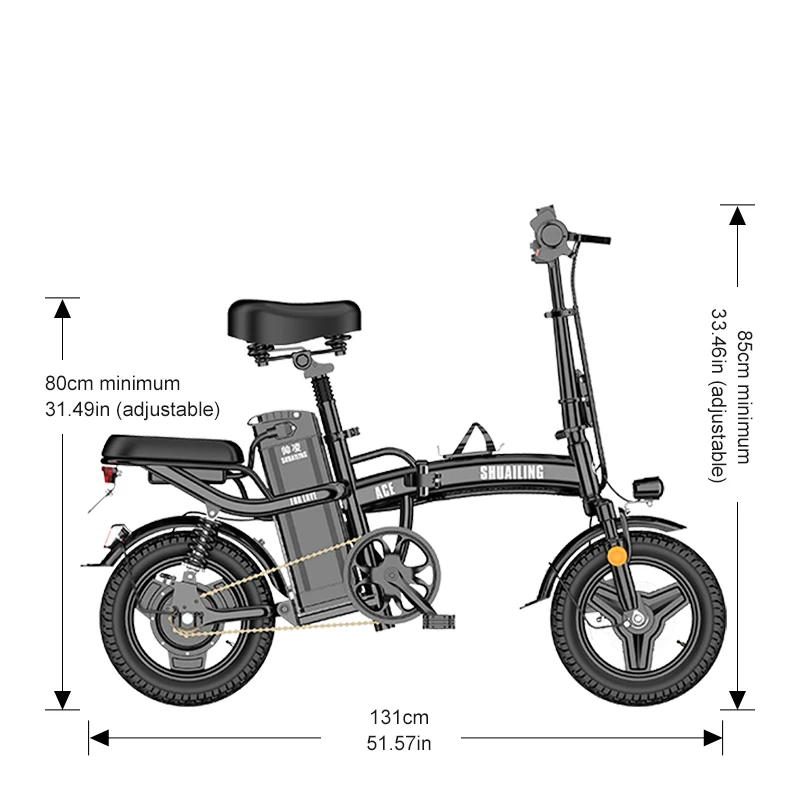 ACE folding Ebike, Alibaba's best-selling product, 48V 400W rear wheel hub motor, 14 inch wheel size electric city bike