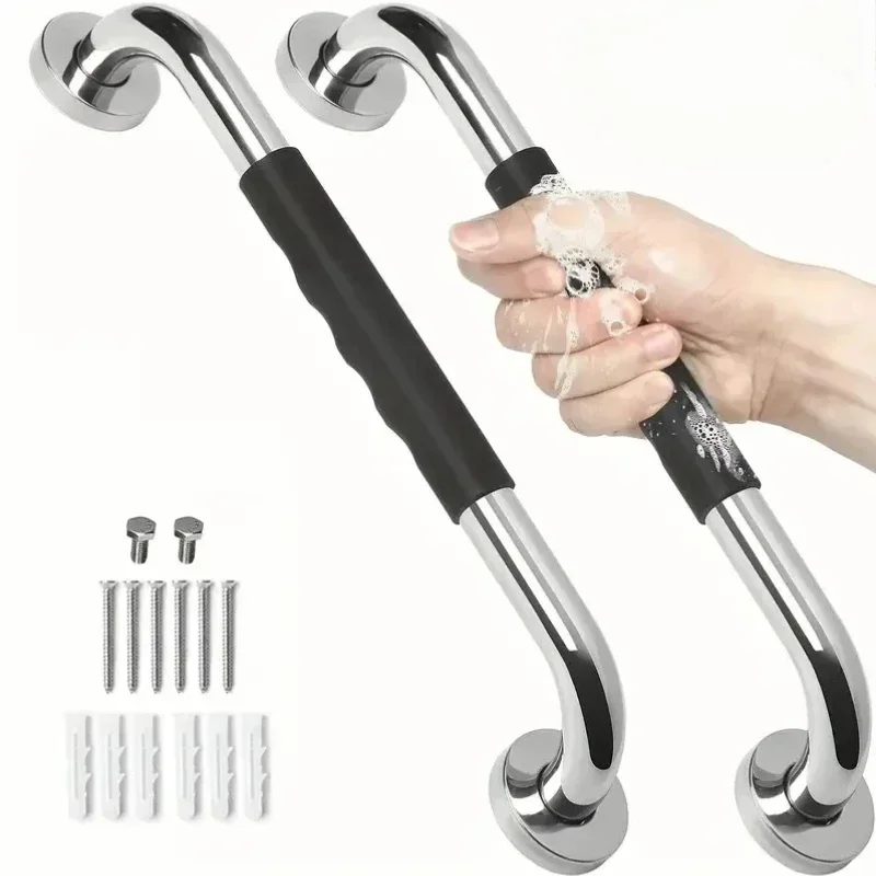 Stainless Steel Silicone Handrails for The Elderly Bathroom Handrails Barrier-free Elderly Bathroom Non-slip Toilet Handle Tools