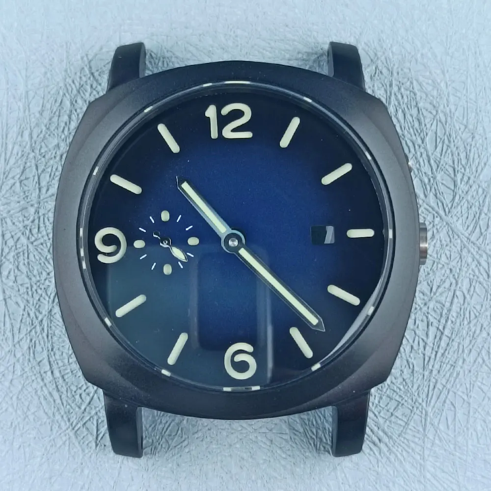 44mm ST2555 watch case fits ST2555 movement assembly, stainless steel case, sapphire leather strap, luminous dial