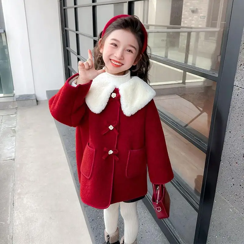 Kawaii Casual Coat Tops Fashion Children's Clothing Jacket Fuzz Amsterdam Kids Girl Clothes Winter Overalls Jumpsuit Girls Coats