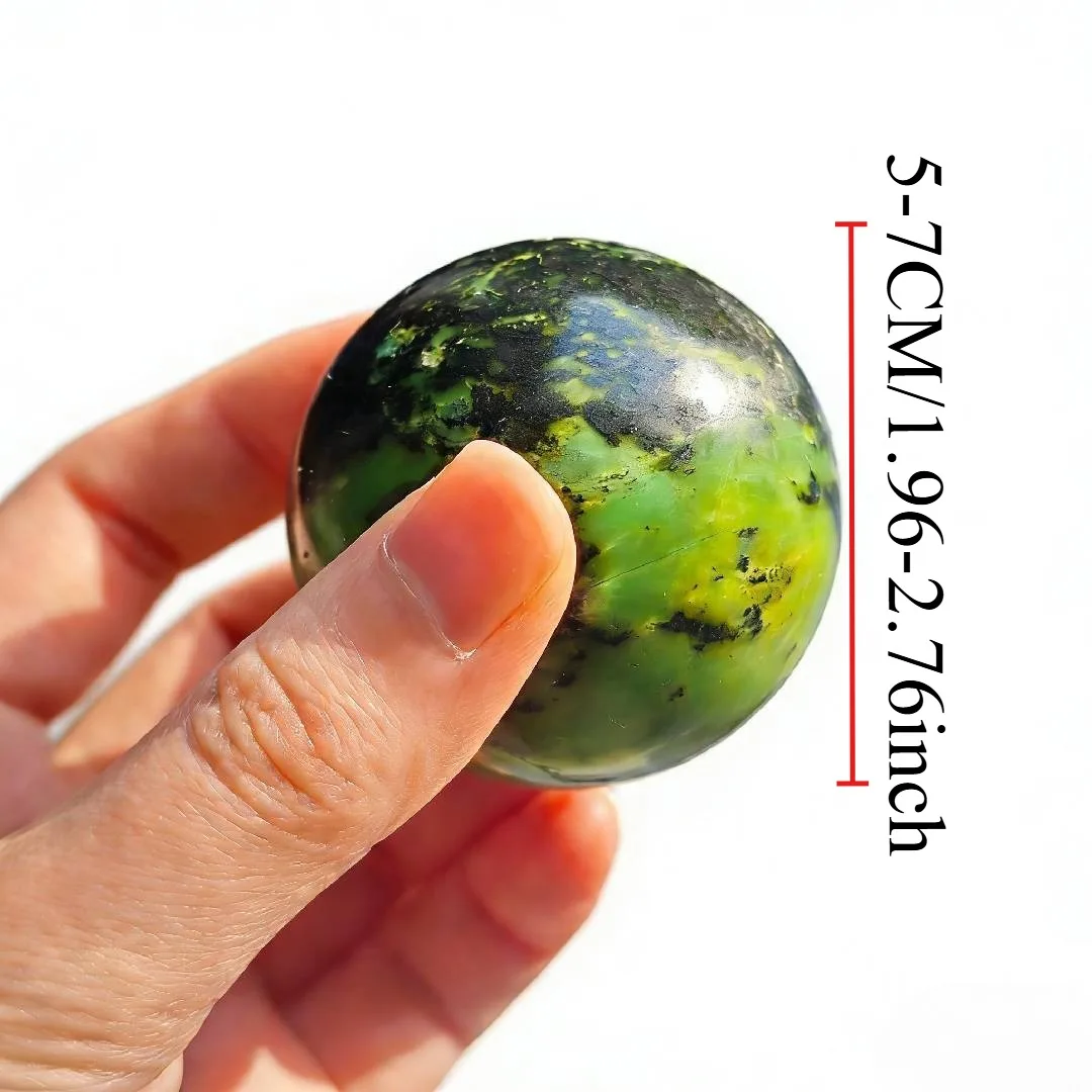 1pc Green Opal Crystal Sphere- Natural Stone Ball with Black Veined Texture, Home & Office Decor