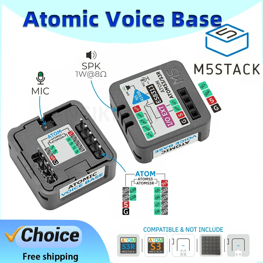 M5Stack Atomic Voice Base ES8311 Audio Codec MEMS Microphone module Suitable for IoT AI Intelligent Voice Control