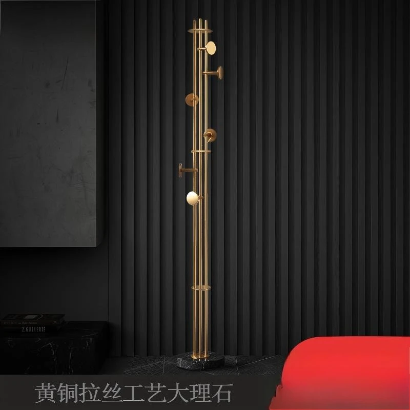 Light luxury all copper, bedroom living room floor coat rack, multi-functional household clothes bag storage rack, hanger