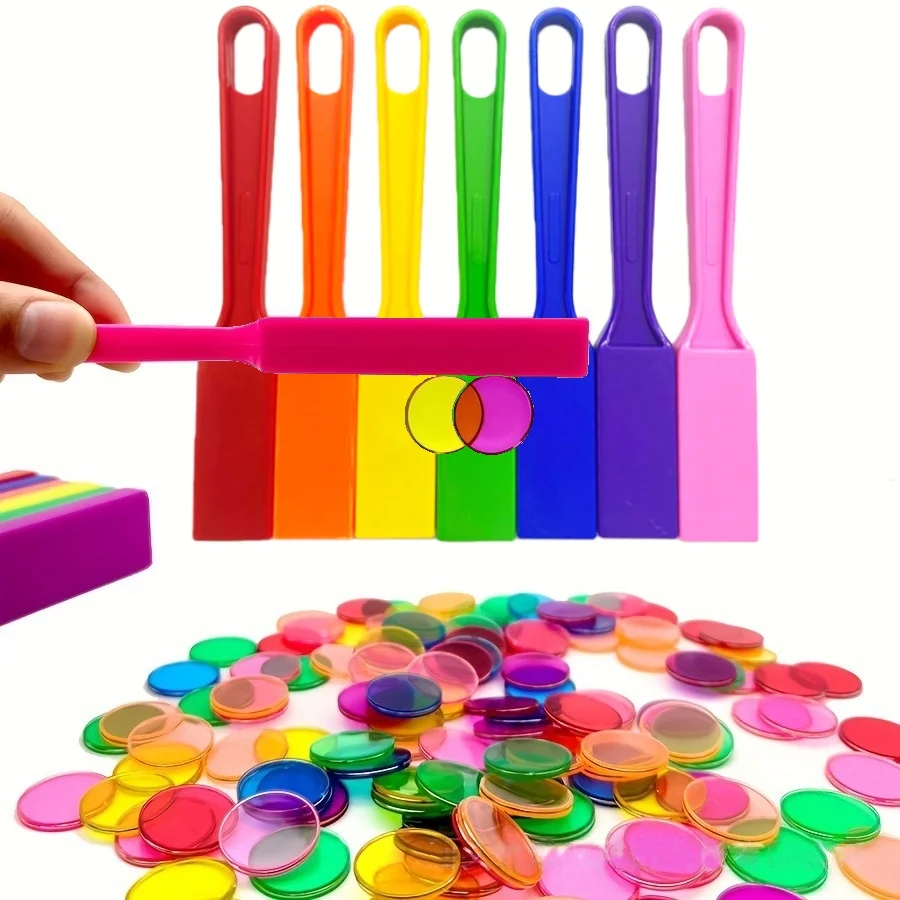 Magnetic Colorful Chips Set Physics Science Magnetic Stick Wand Experiment Game Montessori Color Learning Teaching Aids 100pcs