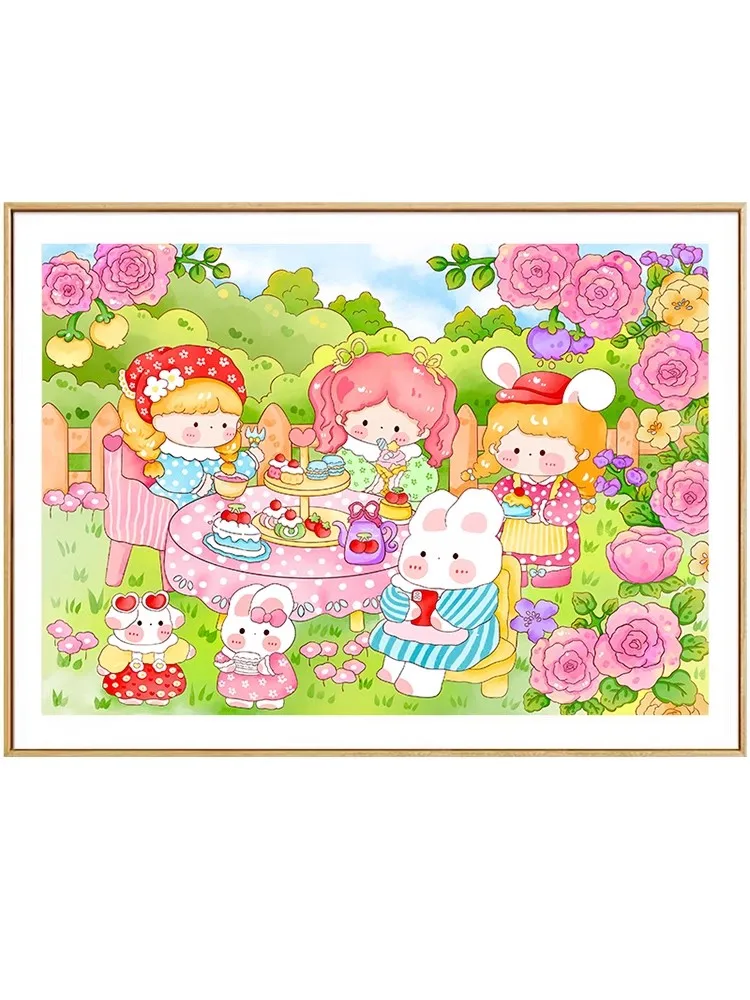 11CT 9CT Garden Afternoon Tea Embroidery DIY Chinese Style Printed Kits Cross Stitch Thread Needlework Sets Home Decor Crafts