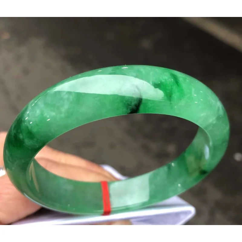 Nature Certificed Grade AAA Icy Bean Green Jade jadeite bracelet bangle 58mm