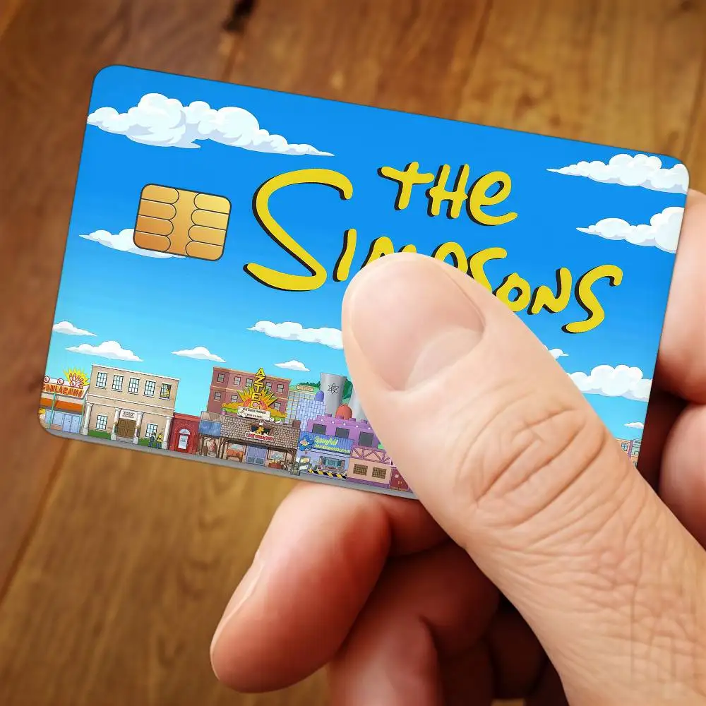 Cartoon The S-Simpsons-S Credit Card Public Transportation Cards Protective Sticker Waterproof Card Face Decoration 4PCS