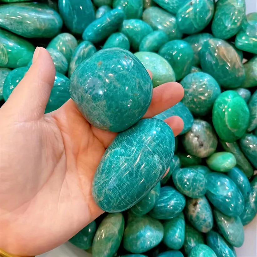 Amazonite Healing Crystal Palm Stone - Natural Stone For Home Decor & Art Crafts Yoga Meditation Halloween Unique Gift