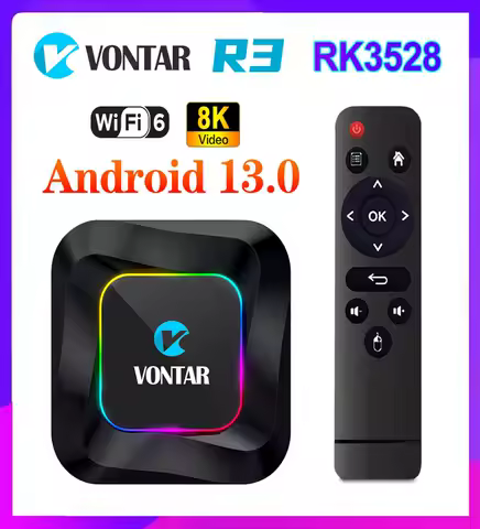 VONTAR R3 Android 13 TV Box RK3528 Set Top Box 4K Media Player RGB Light Android 13.0 TVBOX QuadCore 8K Video HDR10+ BT5.0 Wifi6
