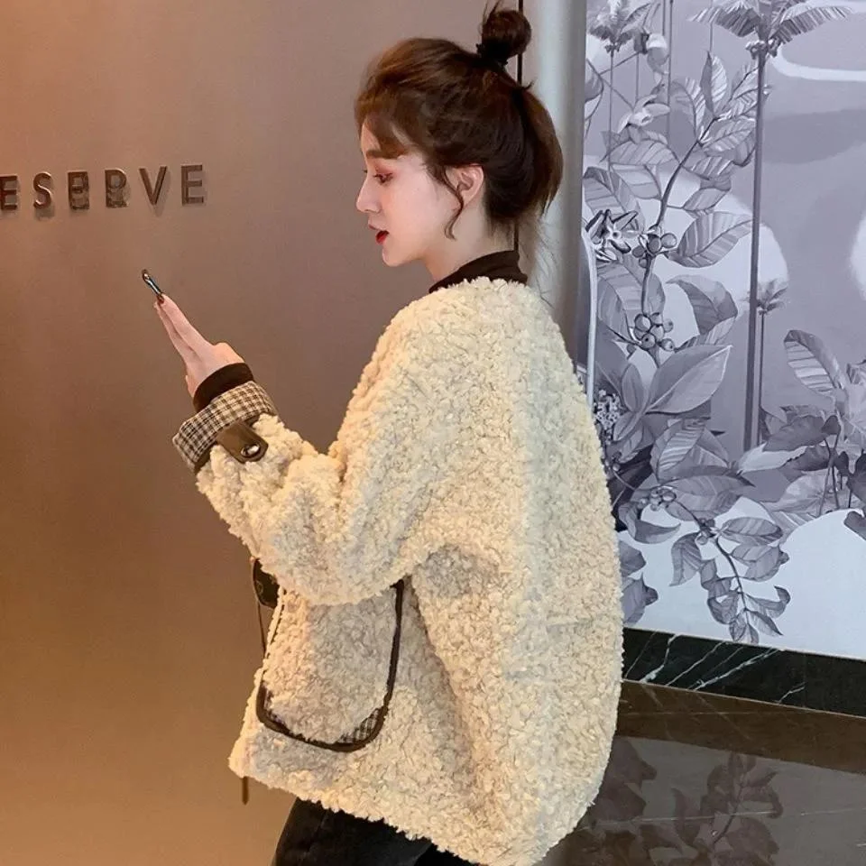 Abrigo de piel de cordero ort, ropa de abrigo informal para mujer, invierno 20224, humedad, cierre de botón superior, largo, Sve Thiened Jaet