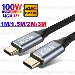 USB C Type C to USB3.1 Gen2 10Gbps 4K Cable PD 100W 5A QC4.0 3.0 Fast Charging Cable For Samsung MacBook 4k Type C Video Cable