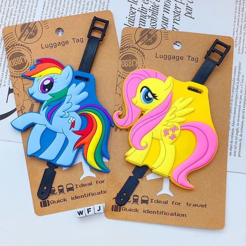 Kawaii My Little Pony Gepäckanhänger aus Weich-PVC, Reisekoffer-Etikett, Schulrucksack-Charm, Reisegeschenk für Mädchen, Accessoires