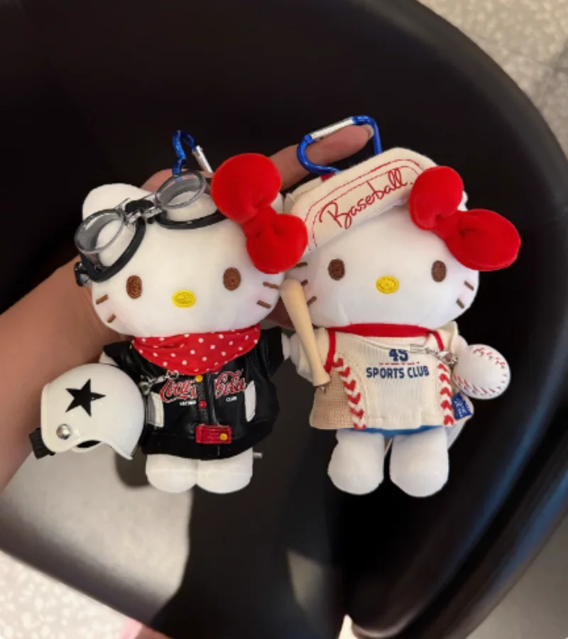 

Hello Kitty Plush Doll Sports Tennis Baseball Badminton Fashionable Keychain DIY Cute Patch Bag Pendant for Children's Girl Gift