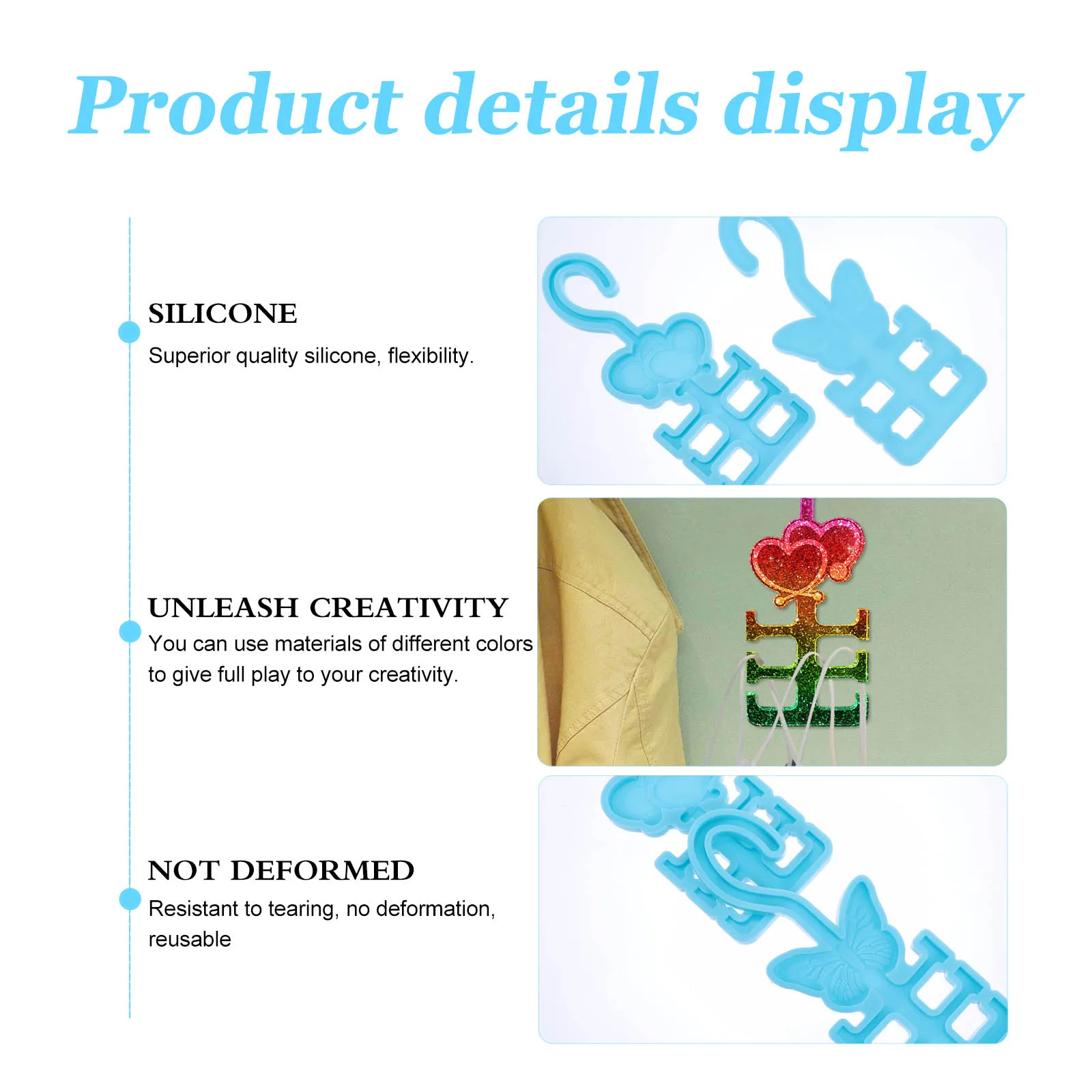 

2 Pcs Hook Making Molds Silicone Hanger Molds Craft Clasp Shape Curtain Cloth Home Decor Kids Educational Tools Easy
