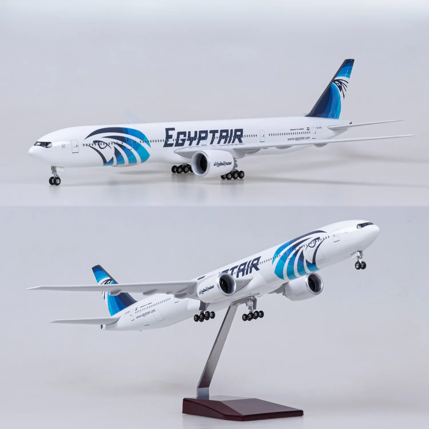 47cm Large Scale Airplanes Egypt B777 Diecast Resin Airplane Model Toy Kit with Stand For Display Collection or Aviation Gift