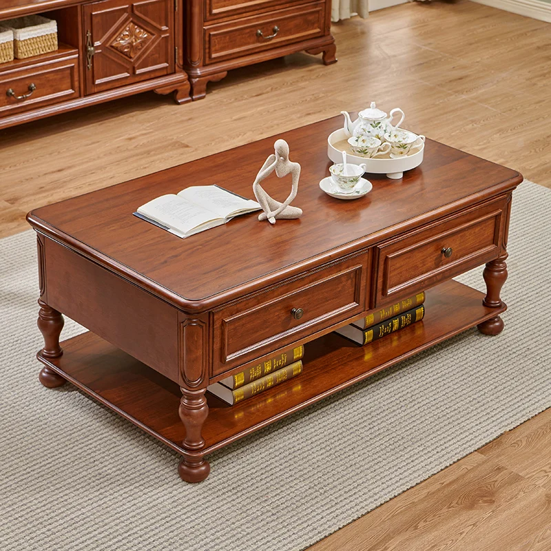 

American all solid wood coffee living room household table coffee table simple modern tea table rectangular European